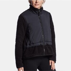 James Perse Yosemite Mixed Media Sherpa Puffer Jacket Medium Black Fleece Cozy